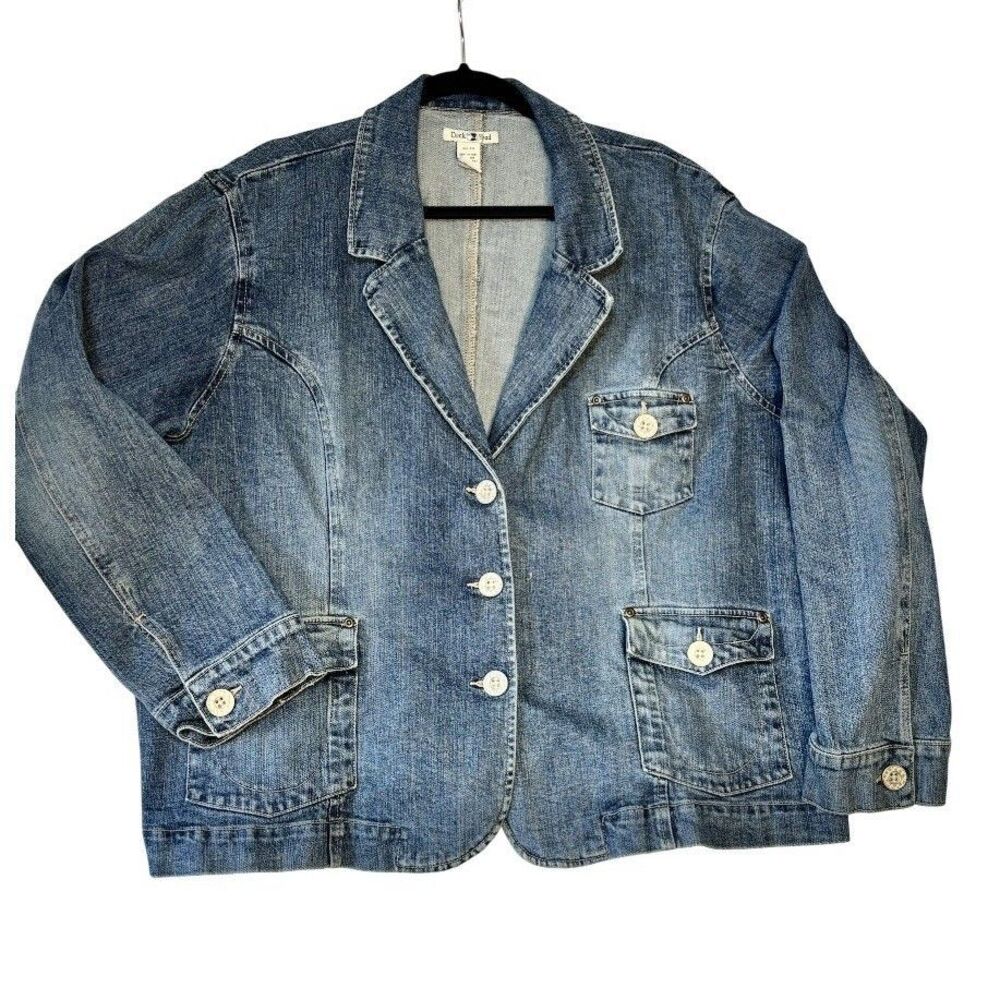 Vintage Duck Head Chore Jacket Blue Denim Button Front 90s Y2K